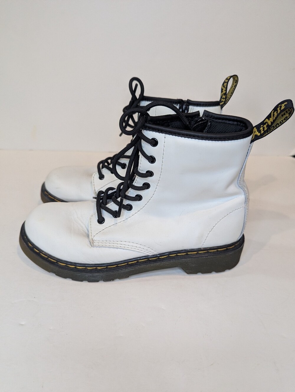 Dr Martens 1460 Combat Leather Lace Up Boots In White Women's Size 5